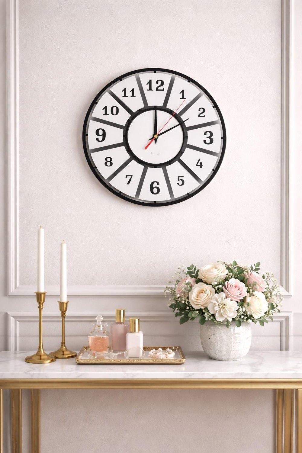 Minimal Style Siyah-Gümüş Dekoratif Duvar Saati - Sessiz Mekanizma