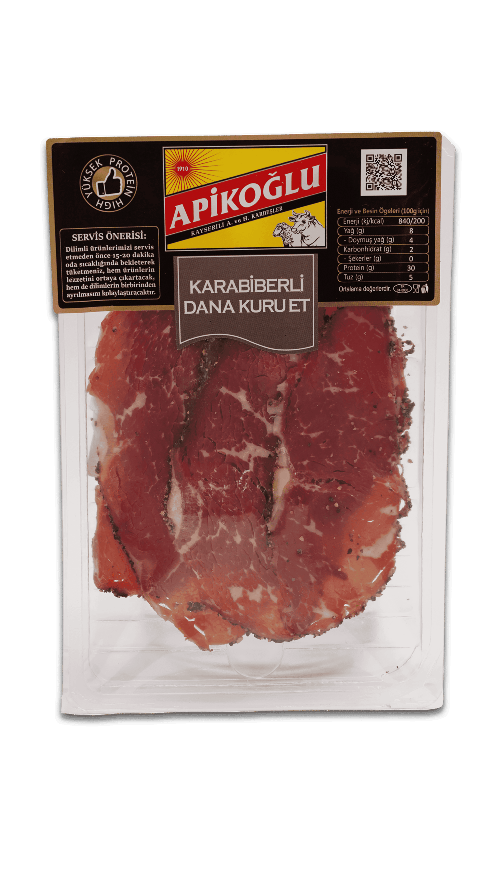 Apikoğlu Dried Beef With Black Pepper Meat 70 G