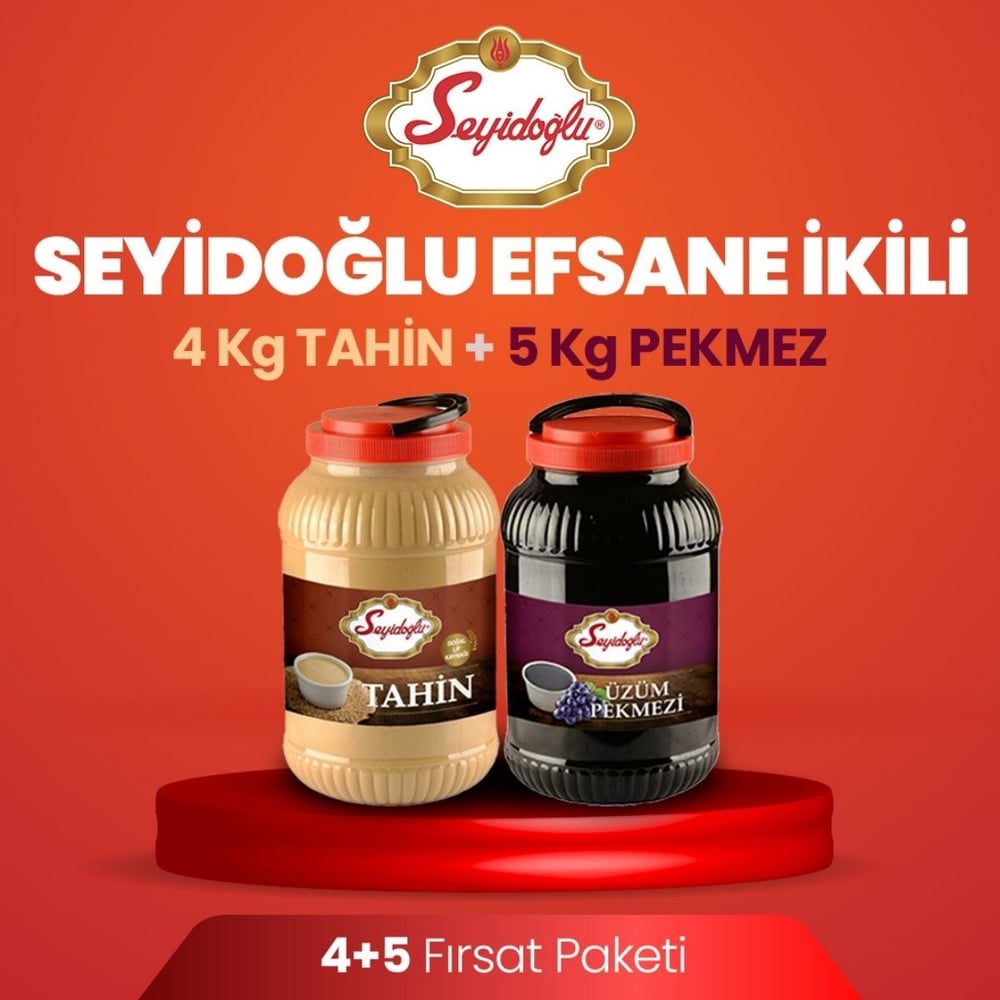 Seyidoğlu Tahin 4000 g & Üzüm Pekmezi 5 kg Kova | Takım Set