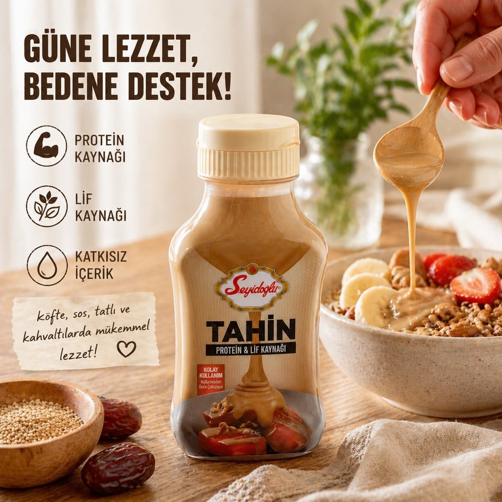 Seyidoğlu Tahin Aç Dök 350 gr — Protein & Lif Kaynağı