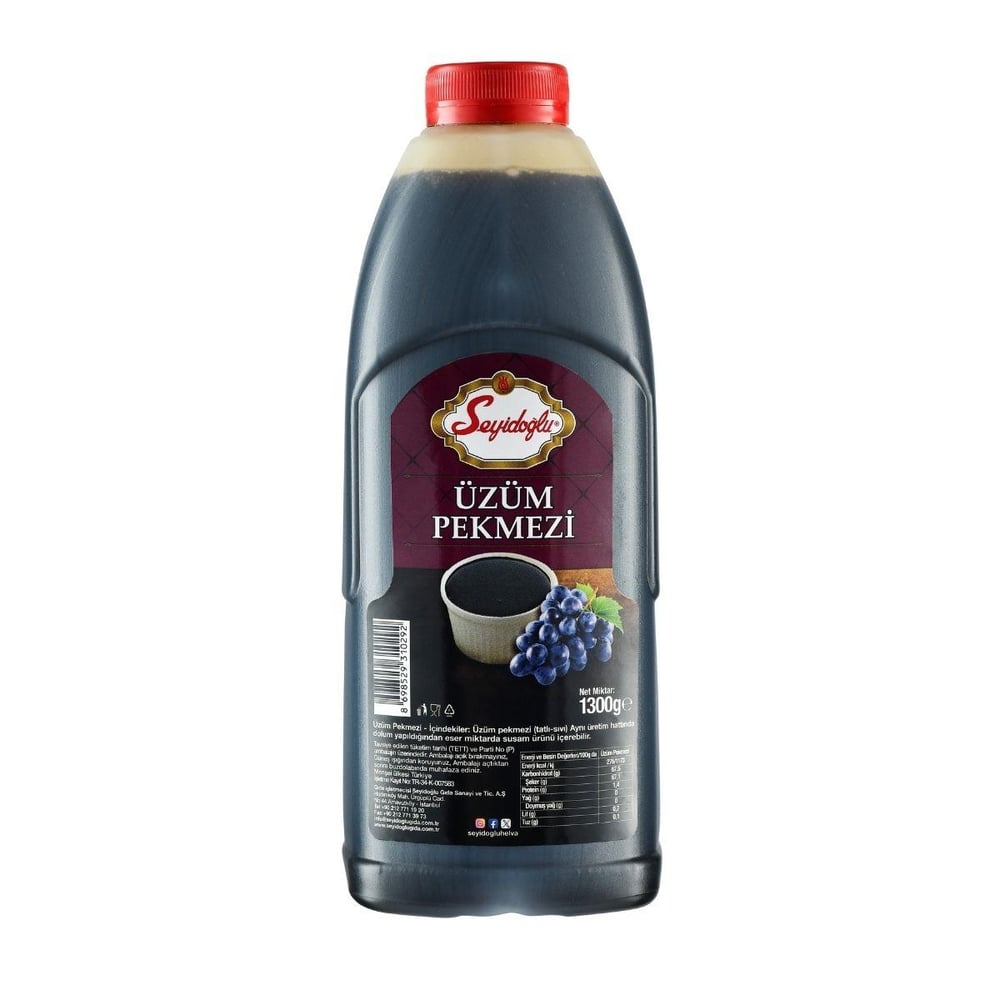 Seyidoğlu Üzüm Pekmezi 1300g bidon, şeker eklenmemiş doğal pekmez, koyu kıvamlı