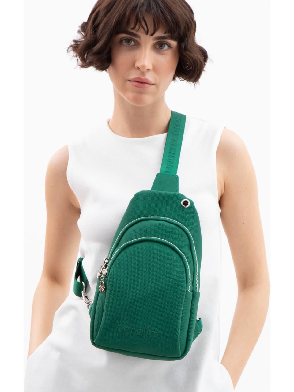 United Colors of Benetton KADIN ÇAPRAZ BODYBAG ÇANTA ZÜMRÜT YEŞİLİ-LACİVERT  BNT1543