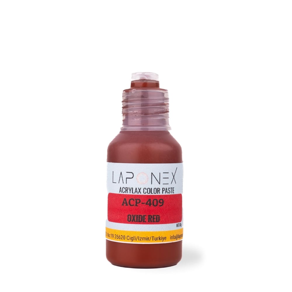 ACP-409 Oxide Red Su Bazlı Reçinelerle Uyumlu Yoğun Pigmentli Oksit Kırmızı Renk Pastası 30 g - 1522514091