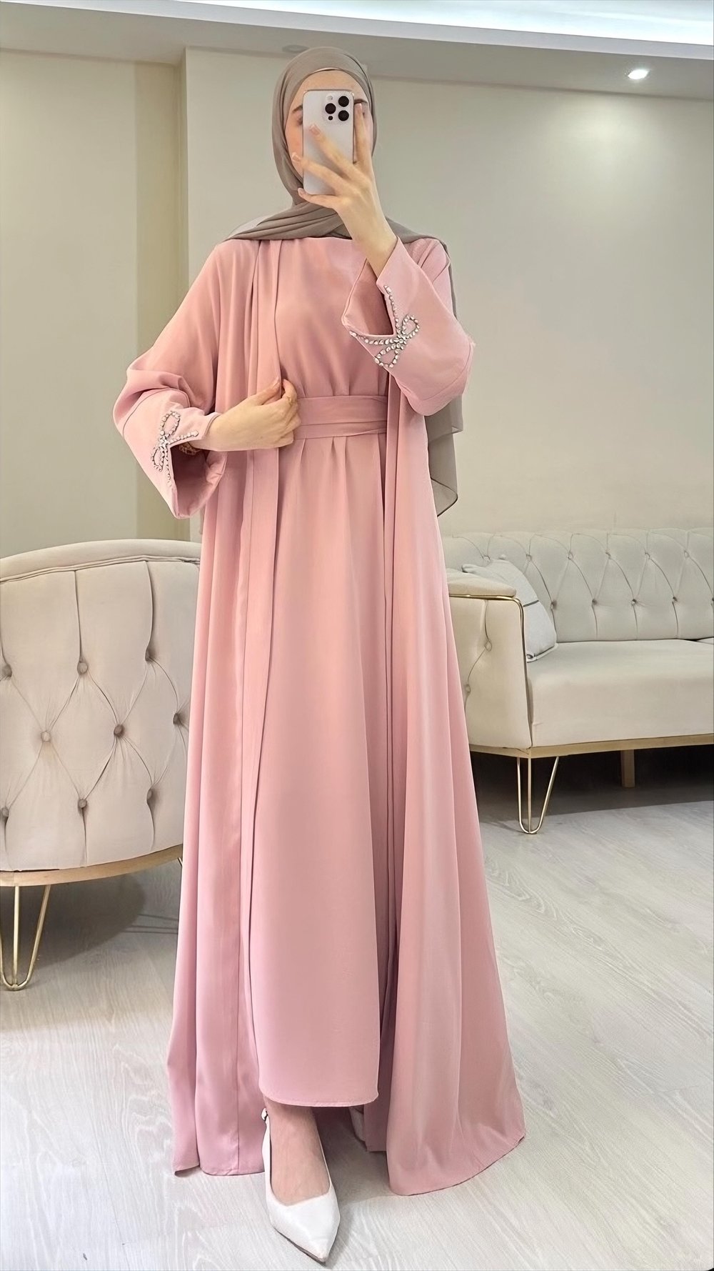 SL4205 - NEVA ABAYA TAKIM - PUDRA PEMBE