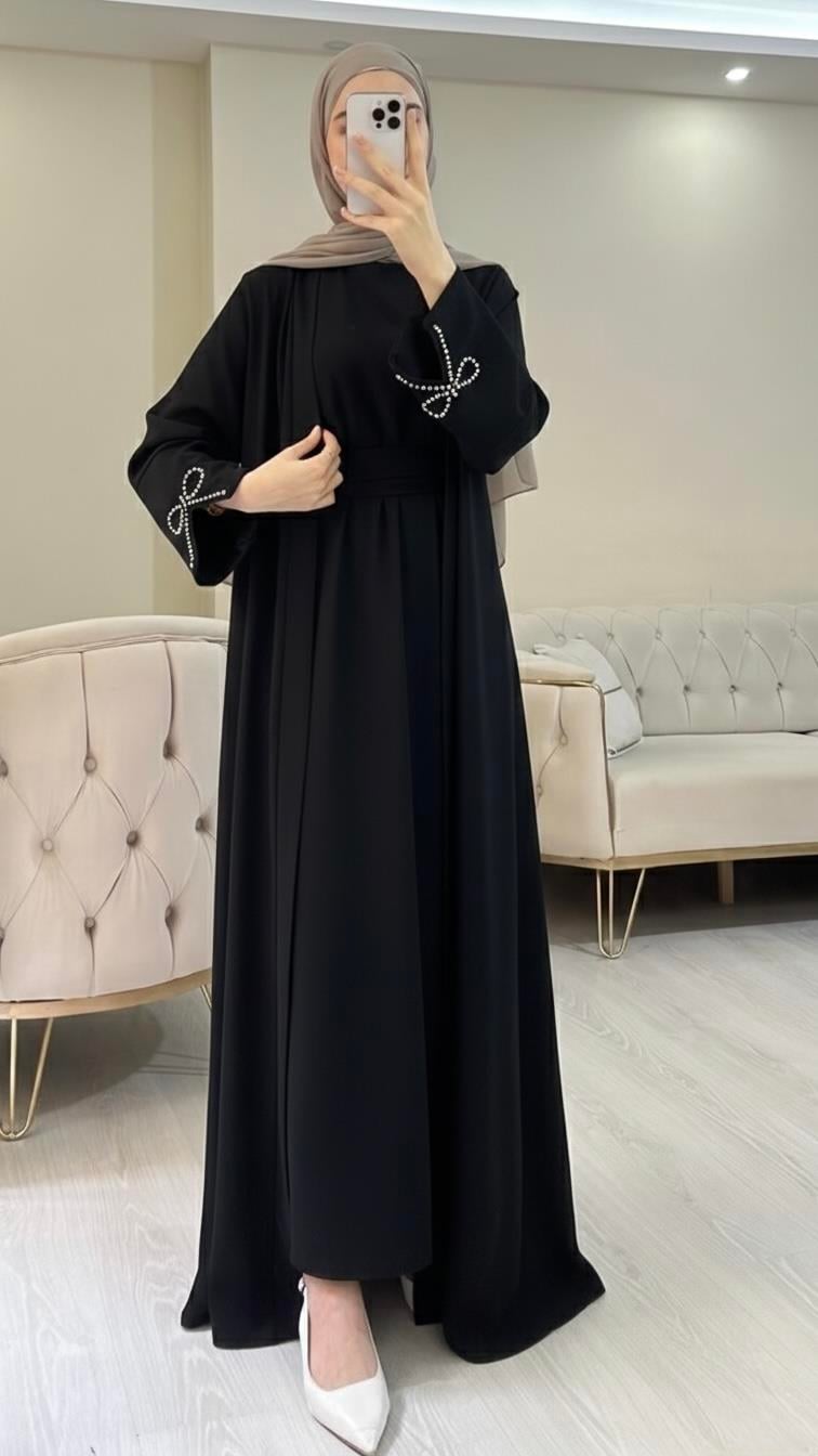 SL4205 - NEVA ABAYA TAKIM - SİYAH