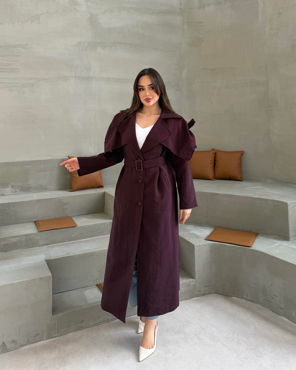 SL4322 - VİOLET TRENÇ - BORDO