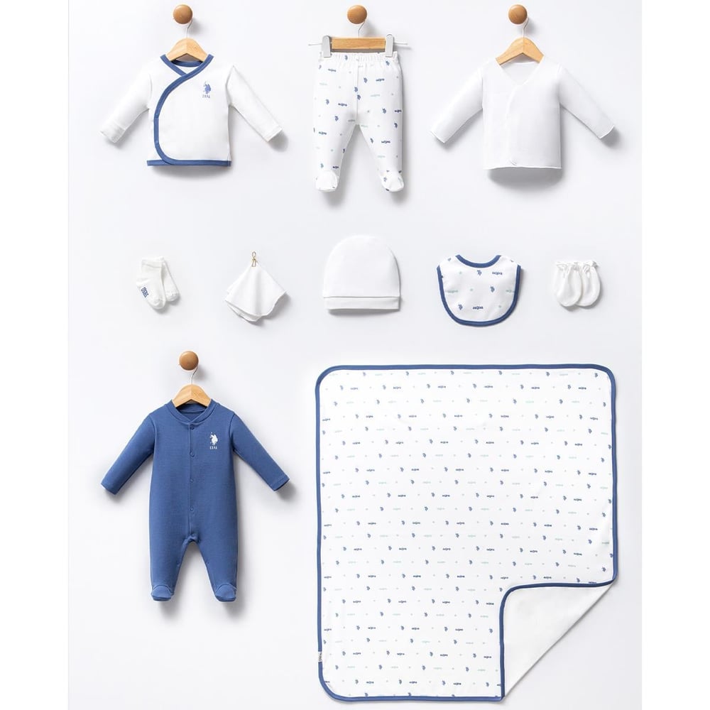 US POLO  Erkek Bebek Beyaz Hastane Çıkışı 10'lu Set