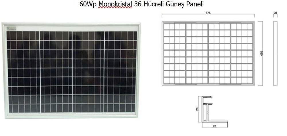 Gesper Energy 60W Watt Monokristal Güneş Paneli 12V 36 Hücre