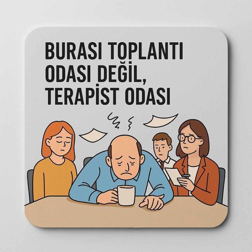 Toplantı Değil Terapist Odası Bardak Altlığı - Kare PVC