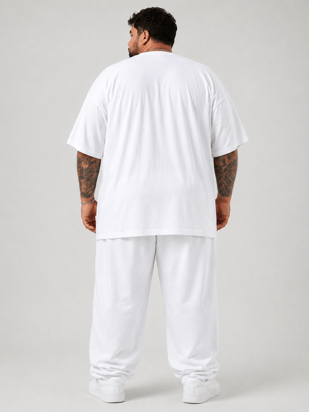 Battal Beden Oversize Beyaz Basic T-Shirt – Rahat Kalıp %100 Pamuk Erkek Tişört