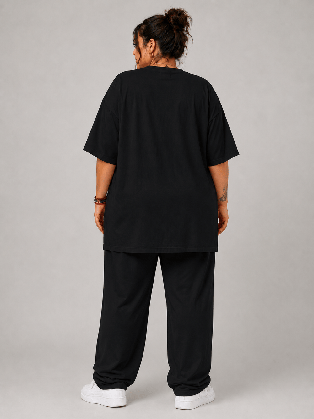 Battal Beden Oversize Siyah Basic T-Shirt – Rahat Kalıp %100 Pamuk Kadın Tişört