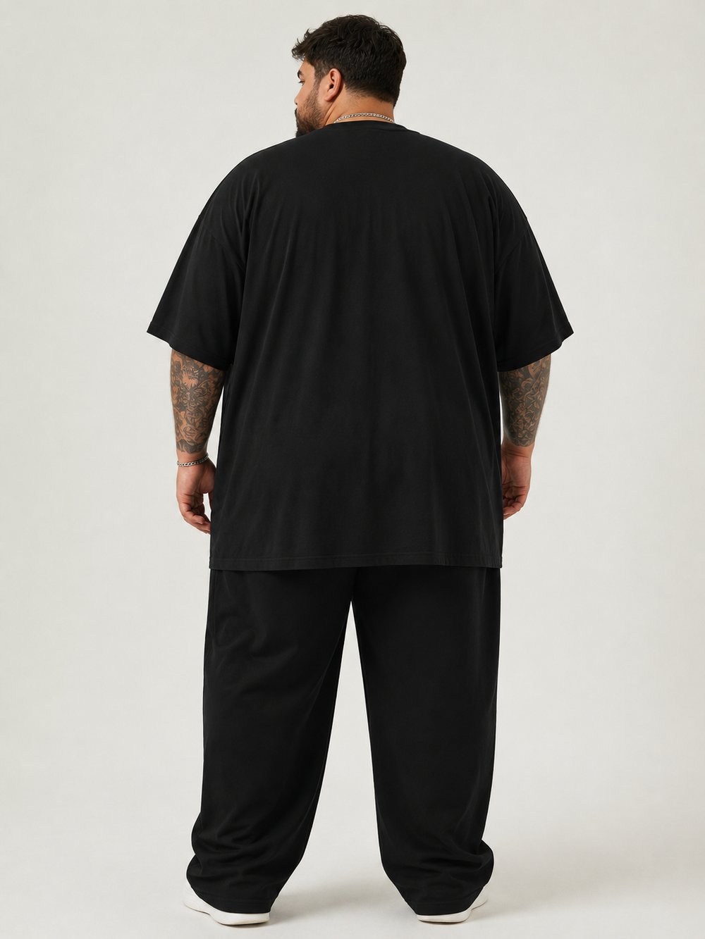Battal Beden Oversize Siyah Basic T-Shirt – Rahat Kalıp %100 Pamuk Erkek Tişört