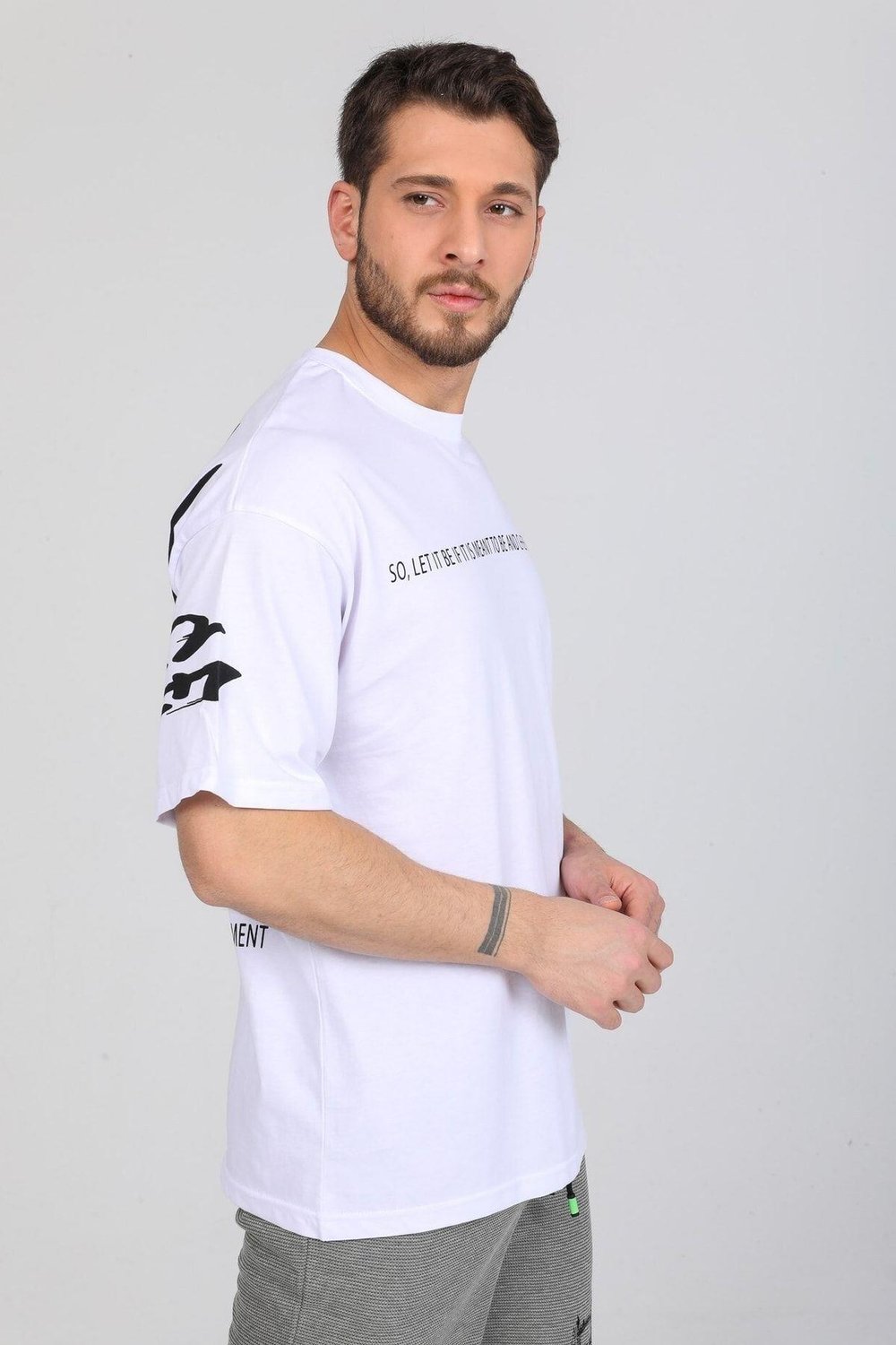 Oversize Freedom Baskılı Beyaz T-shirt