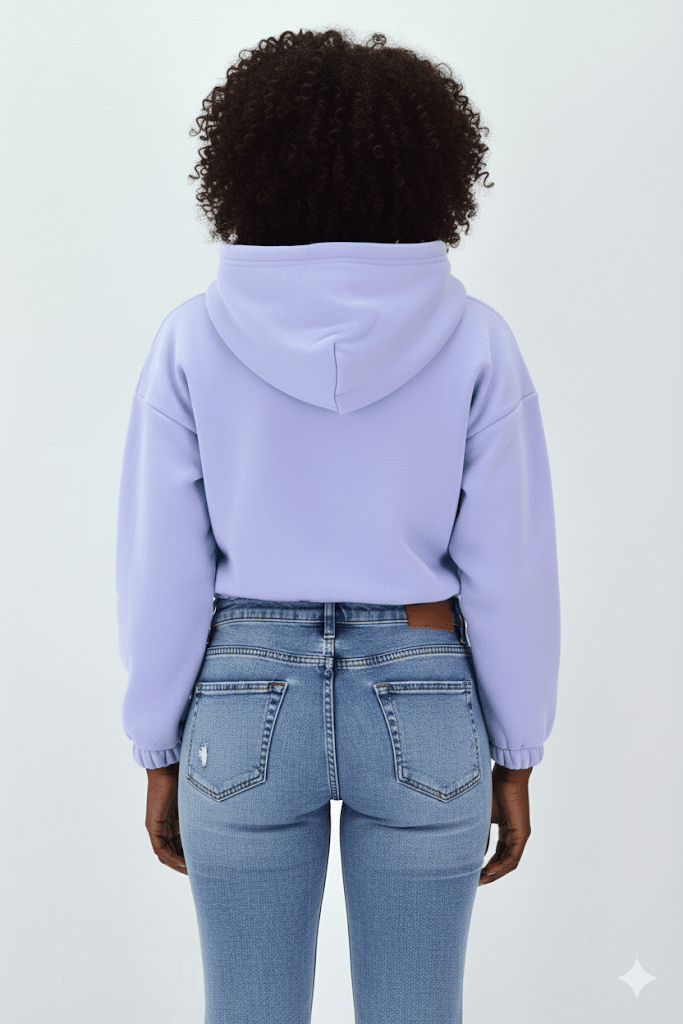 Kadın Neon Christian Drop Yazılı Kapüşonlu Crop Kesim Lila Sweatshirt Nakış İşlemeli