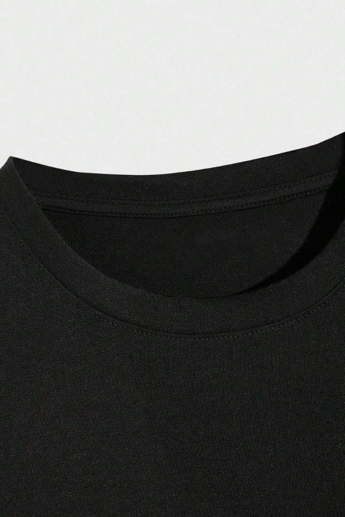 Moon Thief Baskılı Oversize Siyah Tişört
