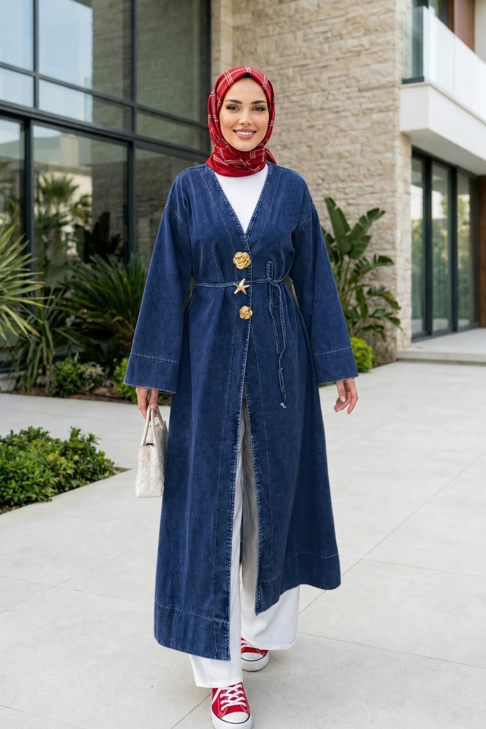 Kadın Rüveyda Tokalı Koyu Kot  Mavi Kap