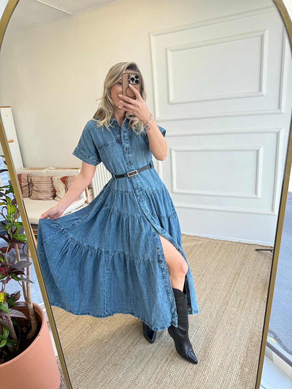 Denim Uzun Elbise