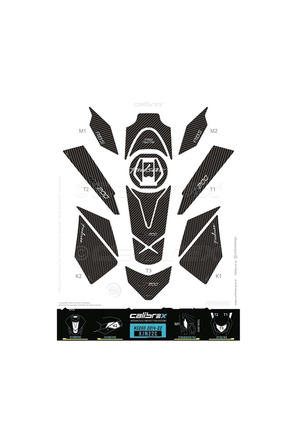 Bajaj Pulsar Ns200 Tank Pad Full Set Xjn22c