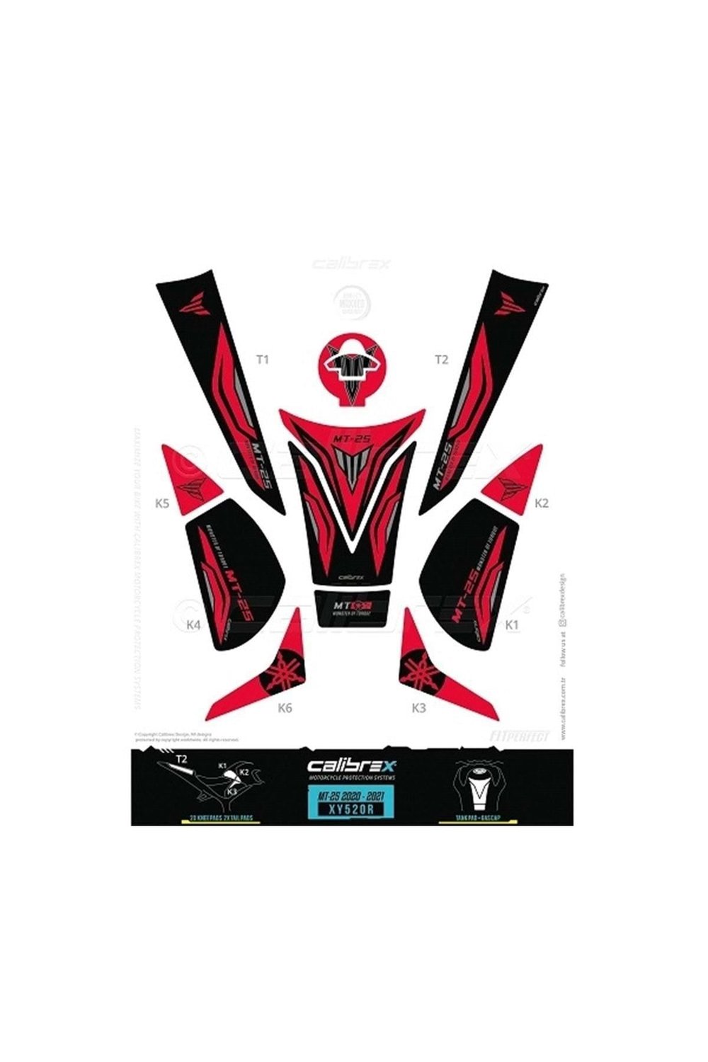 Yamaha Mt25 2020-21 Tank Pad Full Kırmızı Xy520r