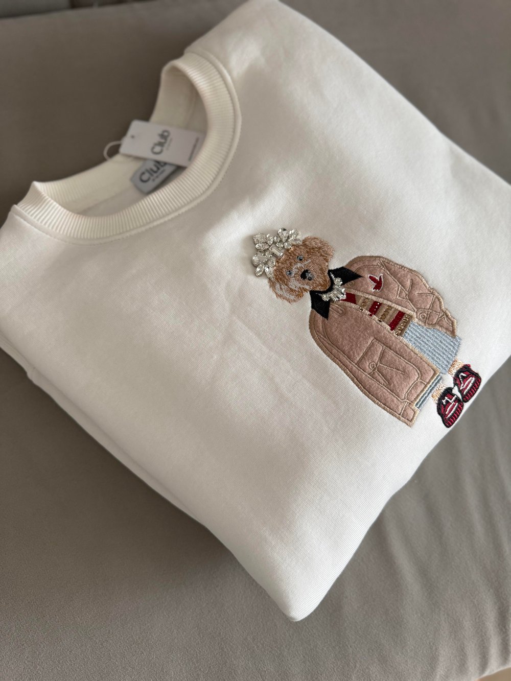 Beymn Taşlı Sweatshirt Beyaz