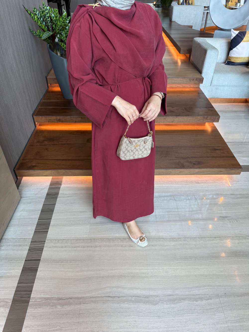 Bronş Elbise Bordo