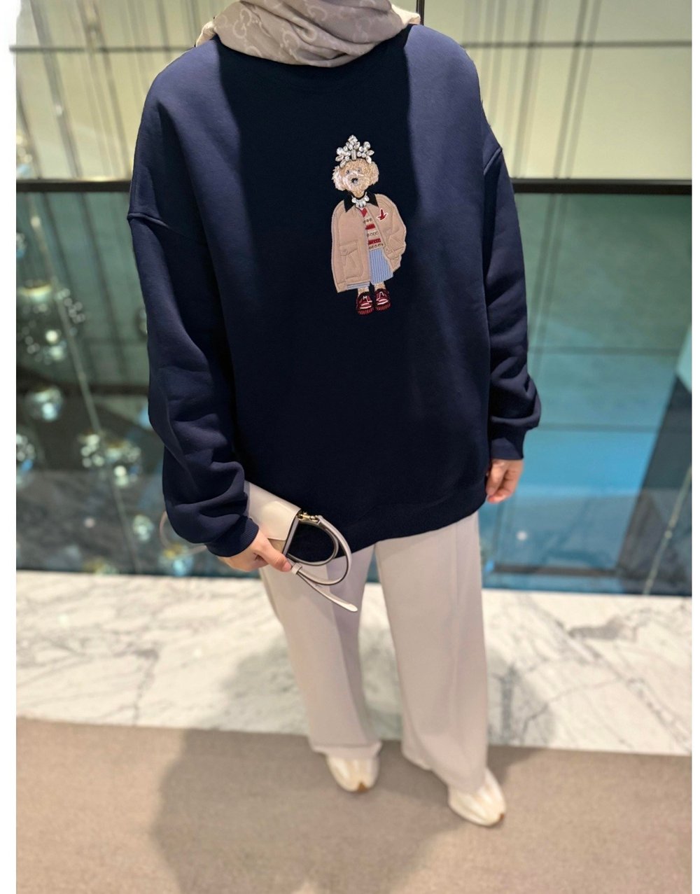 Bym taşlı sweatshirt- Lacivert