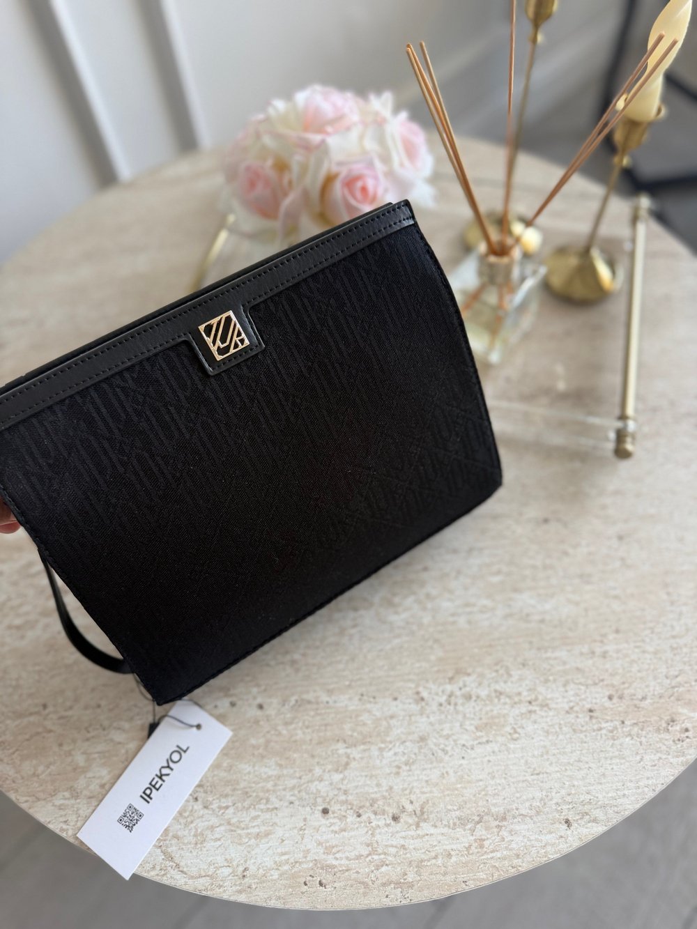Kumaş clutch siyah Çanta