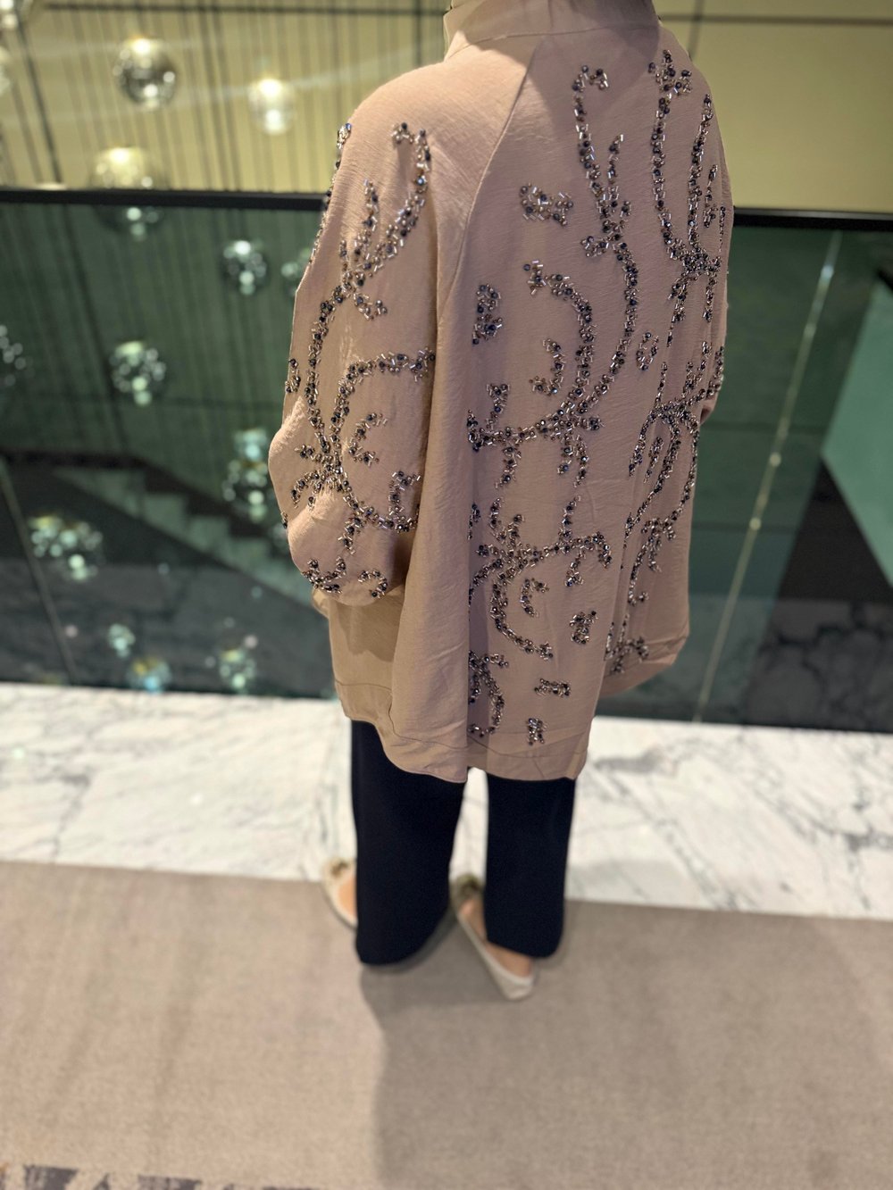 Taşlı kimono - Bej
