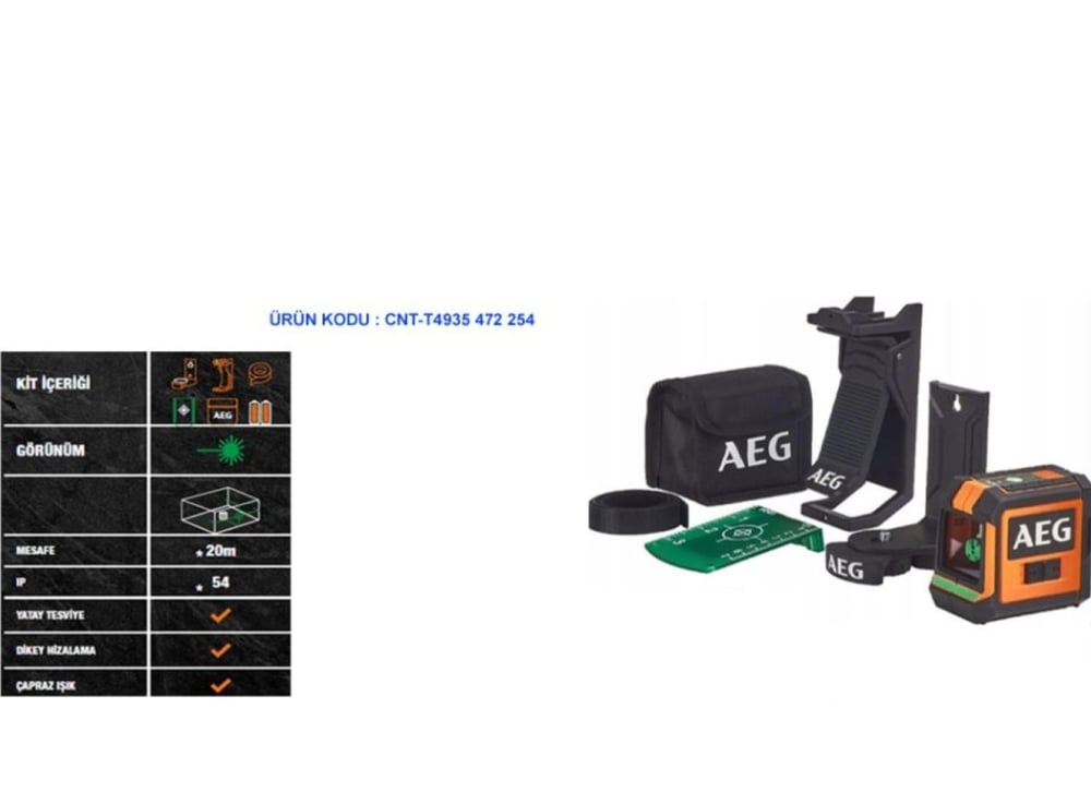 AEG CLG220-K Çizgili Yeşil Lazer Hizalama Kit - Profesyonel Parlak Yeşil Işınlı Nivelman Seti