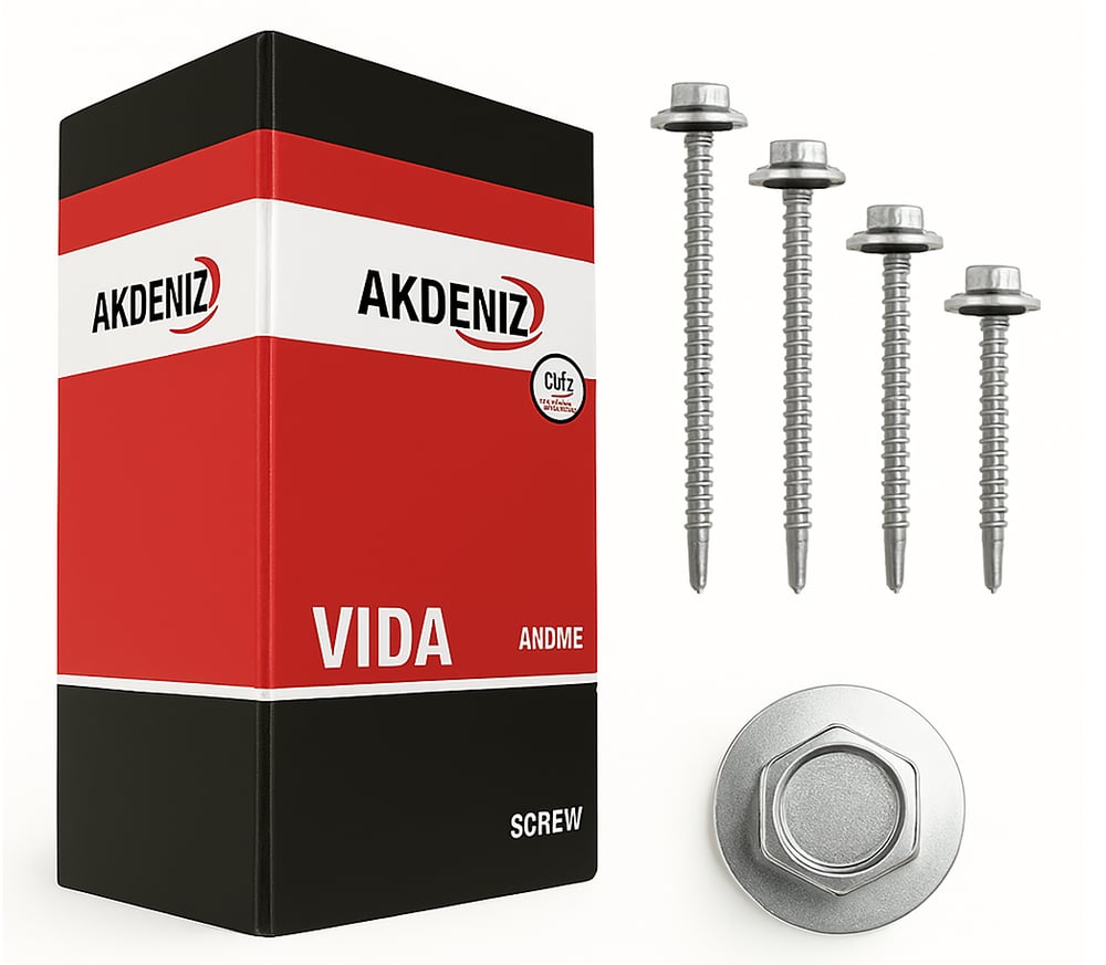 AKDENİZ Trapez Vidası Çeşitleri - Profesyonel Kendinden Delen EPDM Pullu Çatı Sacı Vidası, Sıyırmaz Akıllı Matkap Uçlu Şantiye Tipi Sandviç Panel Vidası Modelleri