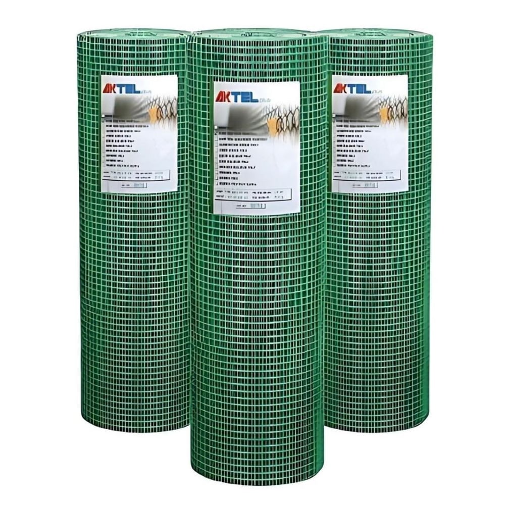 AKTEL PVC Kaplı Puntalı Tel 25x25 mm – 120 cm / 19,2 kg Rulo - Profesyonel Kalın Şantiye, Kafes, İnşaat Çevre Emniyet Çiti ve Yeşil Kaynaklı Tel