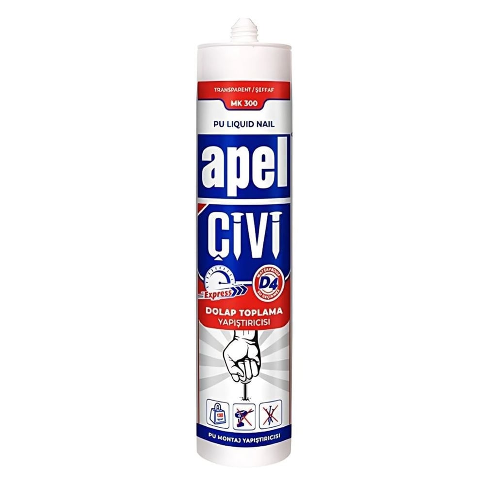 APEL MK300 PU Ekspress Sıvı Çivi 390 gr - Profesyonel Hızlı Kürleşen Poliüretan Ağır Montaj Yapıştırıcısı