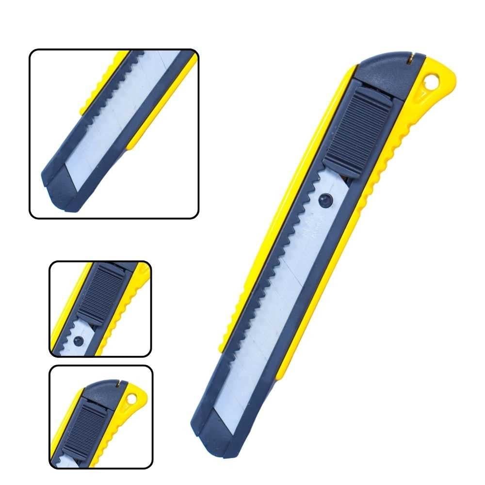 ARSTECH ARS100201 Metal Gövdeli Sarı Maket Bıçağı 18 MM (5122) - Ağır Hizmet Tipi Profesyonel Kilitli Falçata