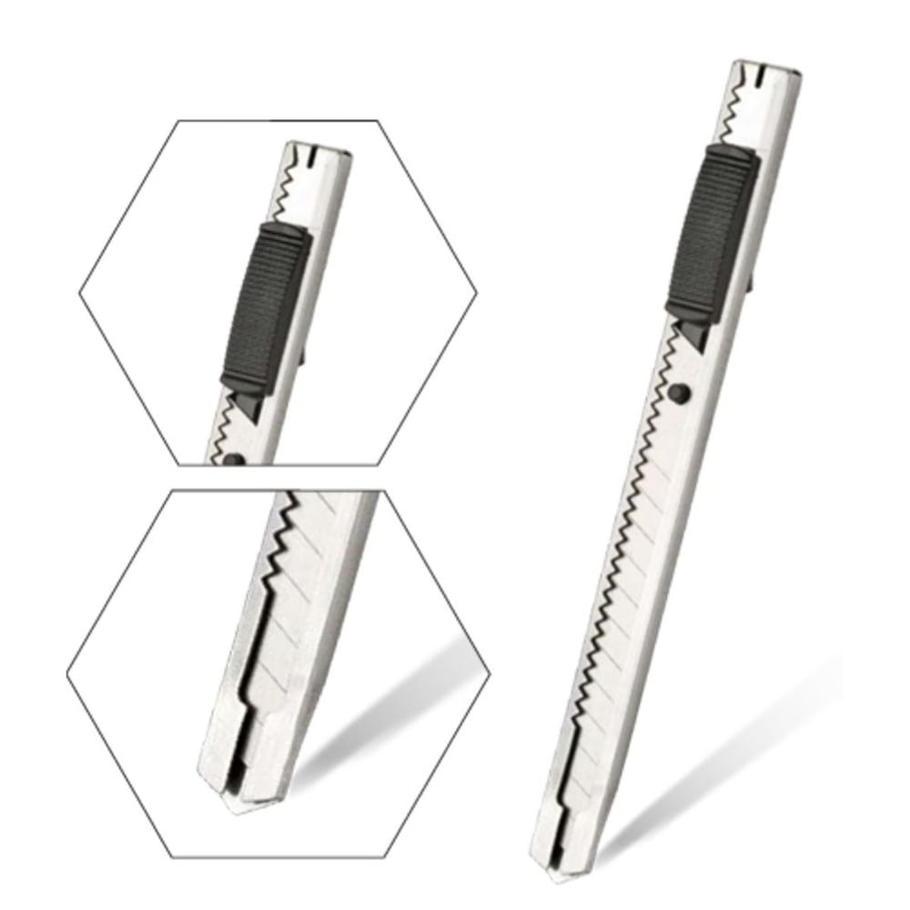 ARSTECH ARS100209 Askılı Metal Gövdeli Maket Bıçağı 9 MM (5113) - Hassas Grafik, Folyo ve Cep Klipsli Emniyetli Falçata