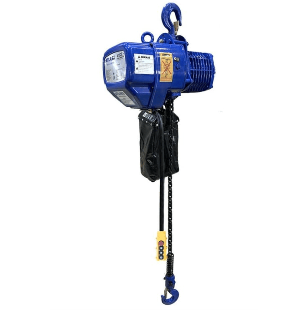 ATLAS 0.5 Ton 6 Metre 4 Hareketli Elektrikli Zincirli Vinç - Profesyonel Şanzımanlı Gezer Köprülü Sanayi Tipi Elektrikli Vinç