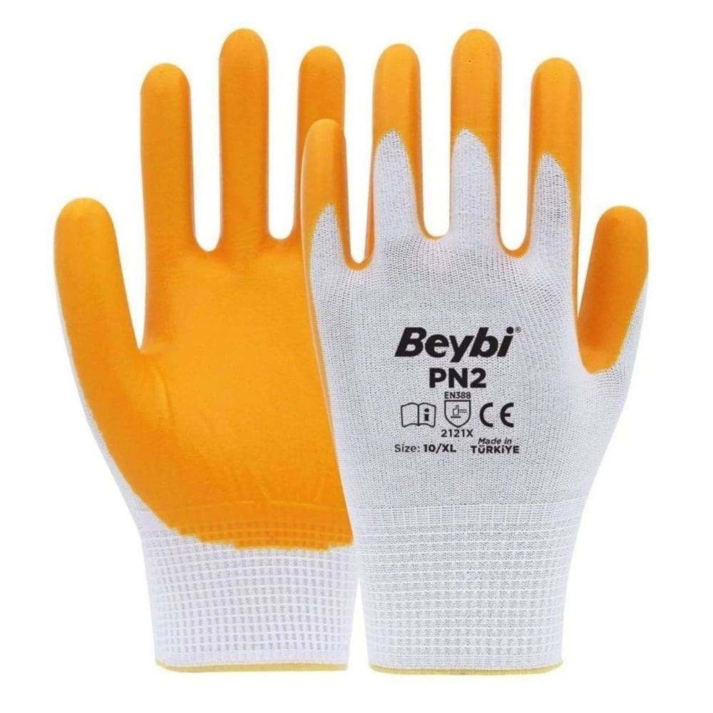 BEYBİ PN2 Sarı Polyester Eldiven No:10 - Profesyonel Hassas Şantiye, Ultra Esnek Mekanik Montaj ve Yüksek Mukavemetli İSG İş Eldiveni
