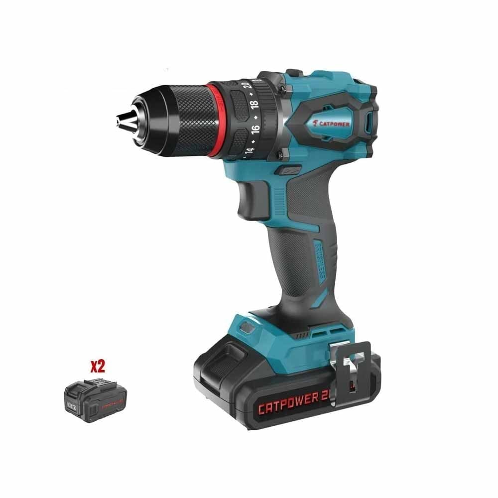 CATPOWER 4112 Akülü Darbeli Matkap Kömürsüz Motor 20V Li-Ion 2Ah - Profesyonel Kömürsüz Kırıcı Delici Akülü Beton ve Duvar Matkabı