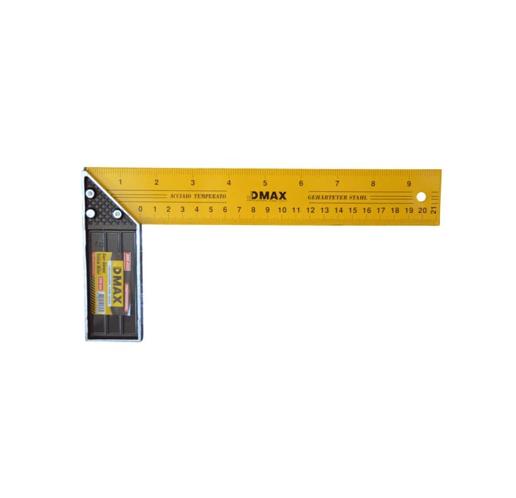DMAX DMX4552 Sarı Tip Usta Gönyesi 250 mm - Profesyonel Kalın Tabanlı Alüminyum Gövde Marangoz ve İnşaat Gönyesi