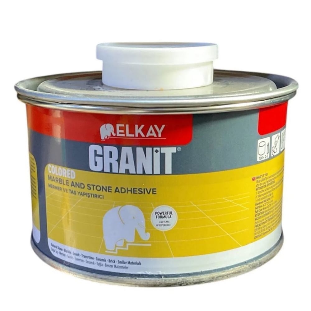 ELKAY GRANİT Profesyonel Mermer Granit Yapıştırıcısı 500 gr - Çift Bileşenli Polyester Esaslı Orta Boy Taş Macunu