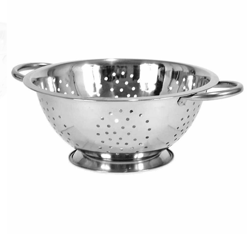 EPINOX Çelik Makarna Süzgeci 24 cm (MS-24) - Paslanmaz Çelik Ayaklı ve Çift Kulplu Derin Mutfak Süzgeci