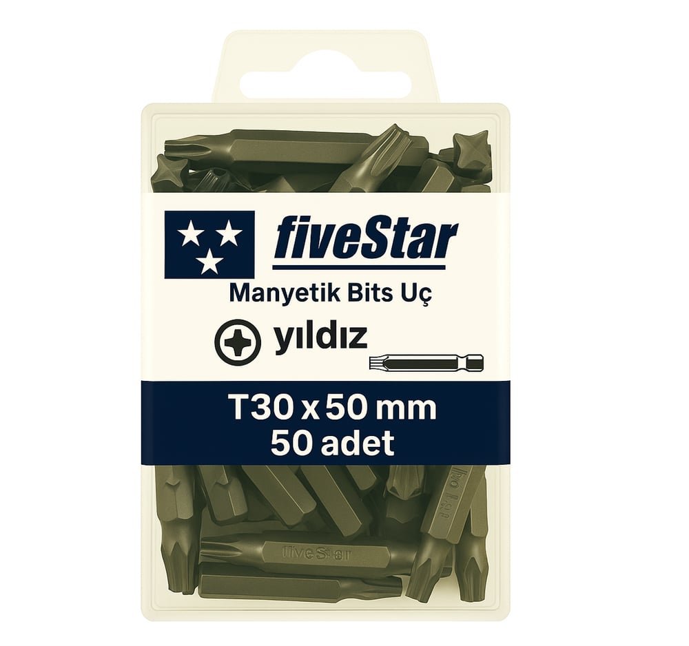 FIVESTAR Manyetik Yıldız Bits Ucu PH2x50 mm – Profesyonel Vidalama Ucu