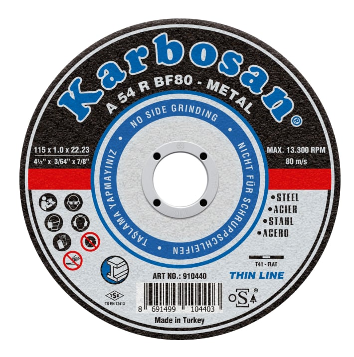 KARBOSAN 115 x 1,0 x 22 mm Inox Düz Thinline Kesici Taş - Profesyonel Paslanmaz Çelik ve Metal Kesimi İçin Ekstra İnce, Hızlı ve Uzun Ömürlü Kesme Diski