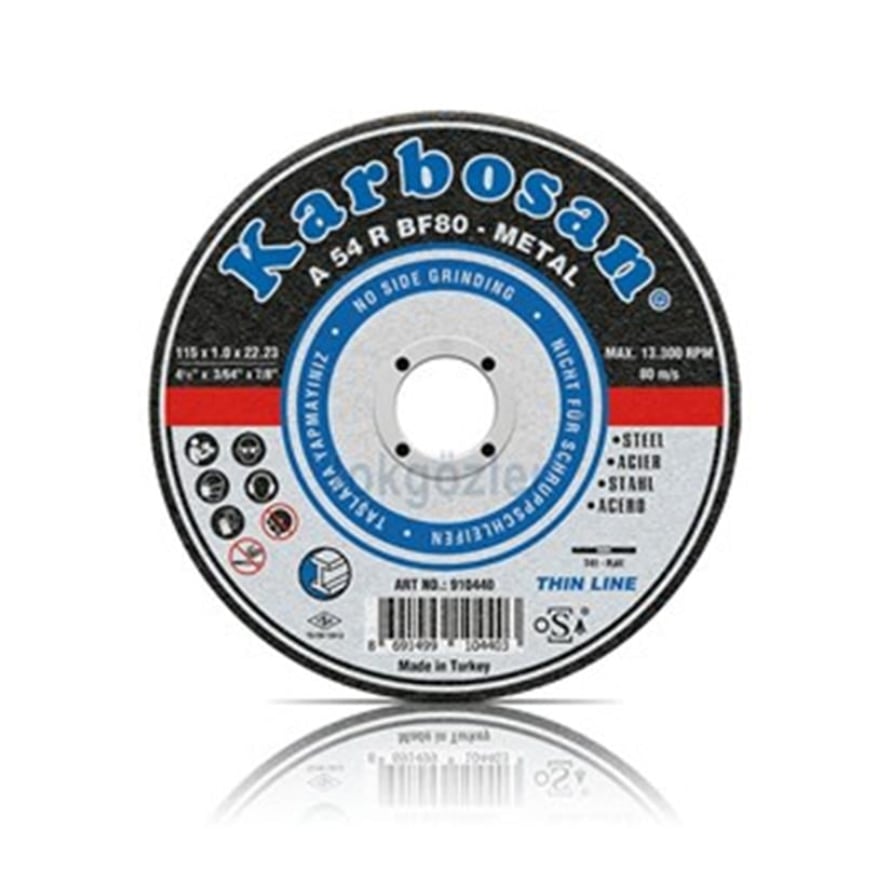 KARBOSAN 115 x 1,6 x 22 mm NK Thinline Kesici Disk - Profesyonel Metal ve Çelik Yüzeyler İçin Ekstra İnce Hızlı Kesme Taşı