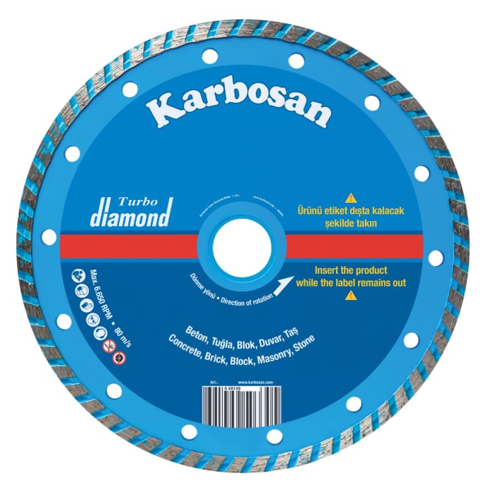 KARBOSAN 115 x 2,0 x 22 mm Turbo Beton ve Granit Elmas Kesici Testere - Profesyonel Sert Yapı Malzemeleri, Granit ve Beton İçin Hızlı ve Pürüzsüz Kesim Diski