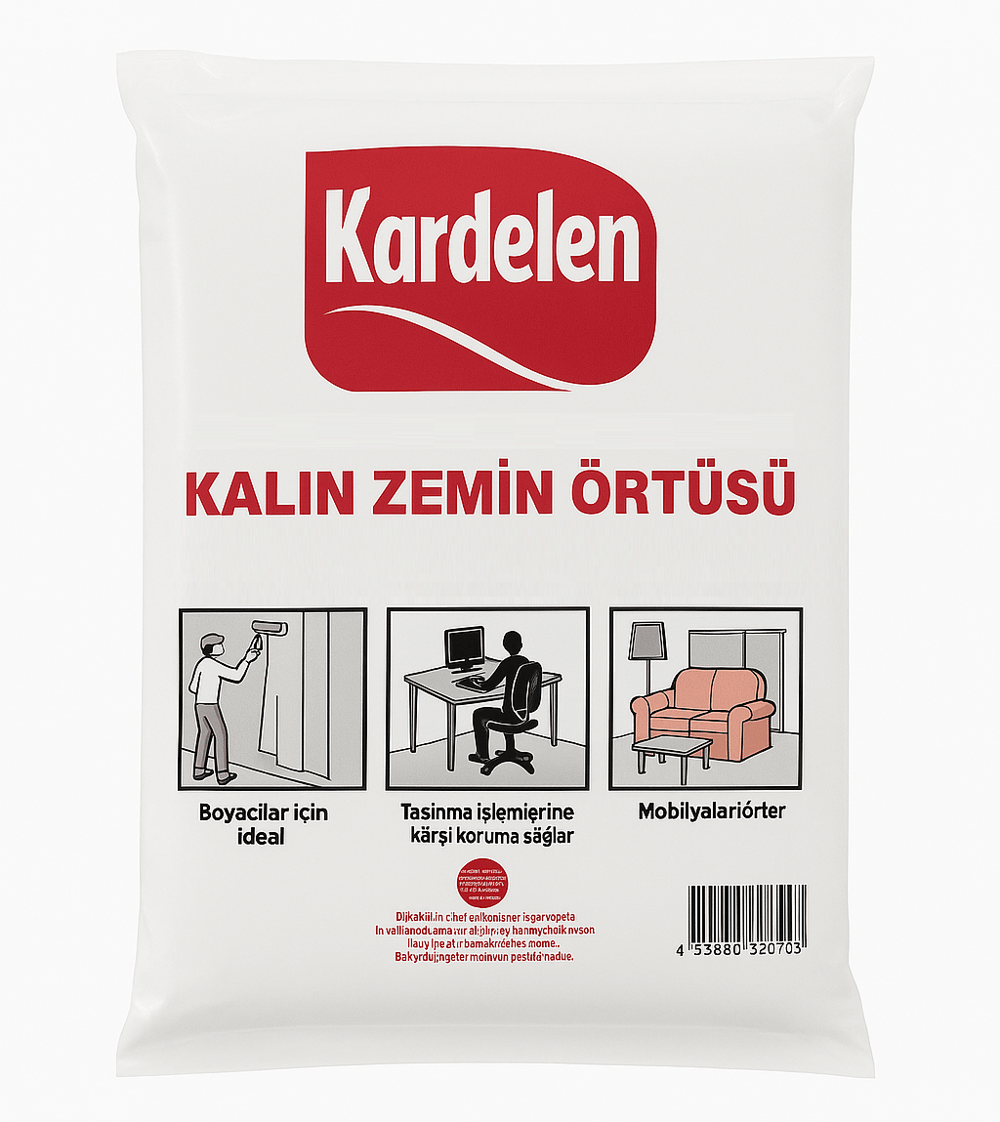 KARDELEN Lüx Kalın Zemin Örtüsü Boya ve Tadilat Örtüsü 20 m² - Profesyonel Kalın Şantiye, Parke, Fayans Koruyucu ve Kaymaz Sıvı Geçirmez Muşamba Keçe Rulosu
