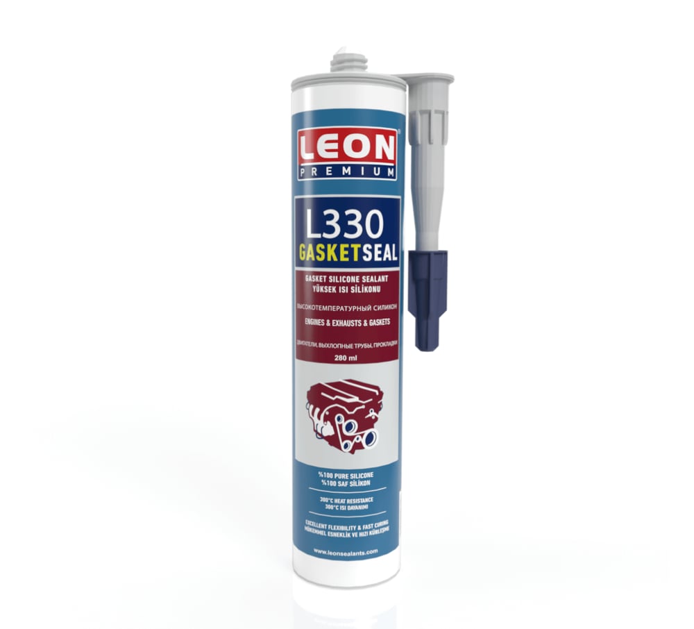 LEON L330 RTV Yüksek Isı Silikonu Kırmızı 280 ml - Profesyonel +300°C Dayanımlı Motor ve Motor İçi Sıvı Conta
