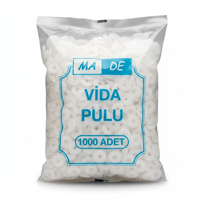 MADE Plastik Vida Pulu 1000'li Paket - Profesyonel Polimer Sabitleme Rondelası, Yüksek Yüzey Koruma Mukavemetli Şantiye Tipi Plastik Vida Pulu
