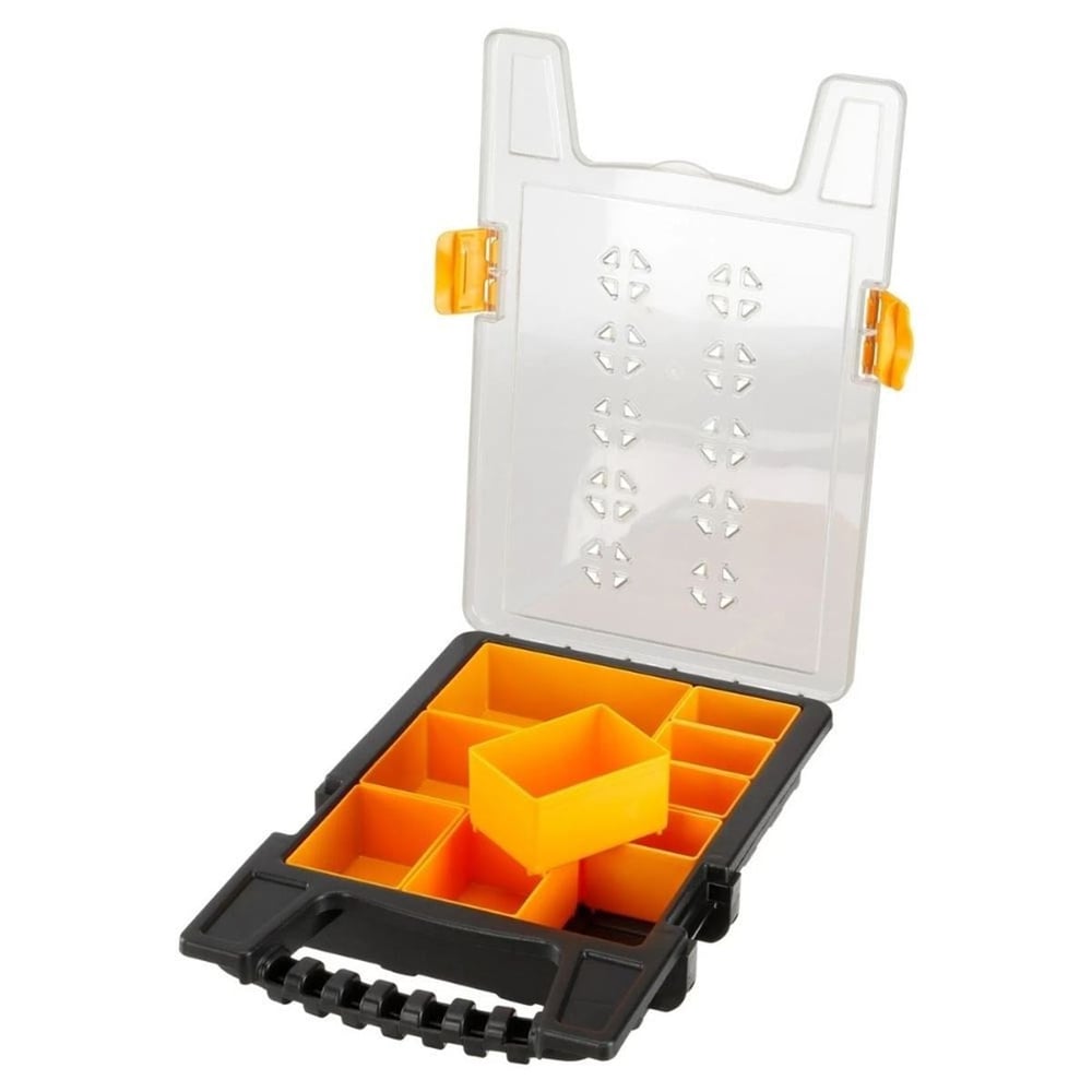 MANO KORG10 Hobi Organizer 10'' - Çok Amaçlı Bölmeli Şeffaf Kapaklı Vida, Boncuk ve Sarf Malzeme Kutusu