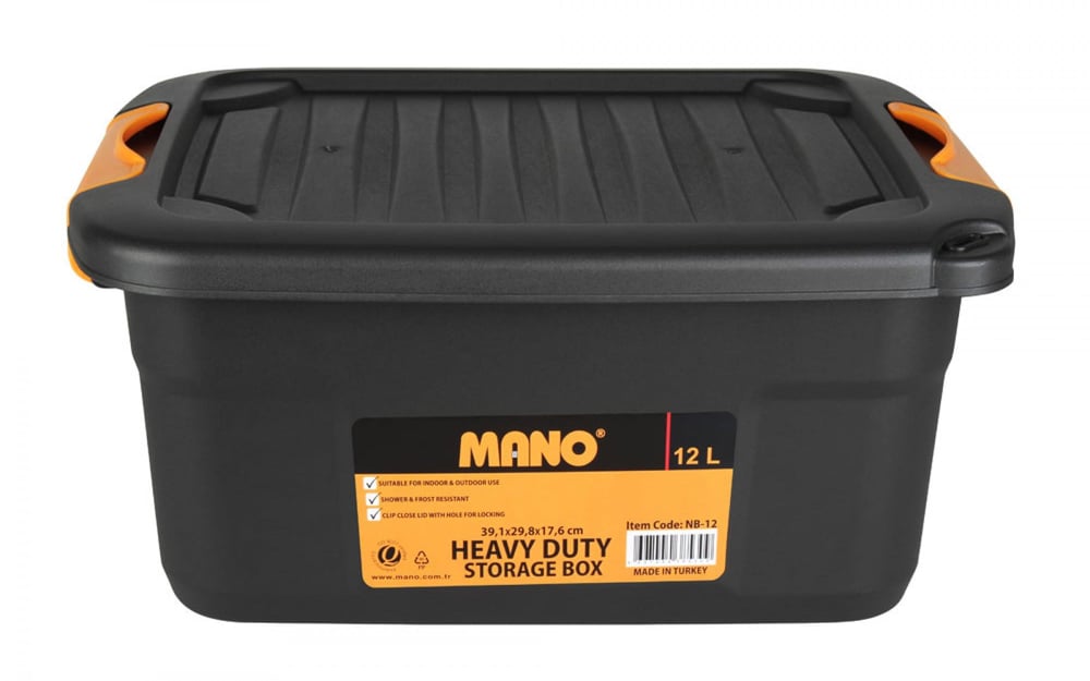 MANO Saklama Kutusu 12 Litre (391mm x 298mm x 176mm) - Profesyonel Şeffaf Düzenleyici Takım ve Hırdavat Kutusu