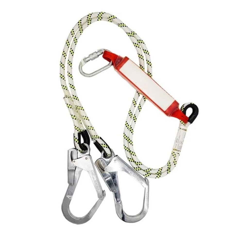Profesyonel Çiftli Lanyard Büyük Kancalı Karabina - Şok Emicili İkiz Kol Yüksek Çalışma Emniyet Kemeri Halatı, İskele Tipi Ağır Hizmet İSG Düşüş Durdurma Kancası